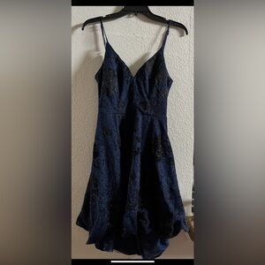 B Darlin Blue Asymmetrical High-Low Cocktail Dress